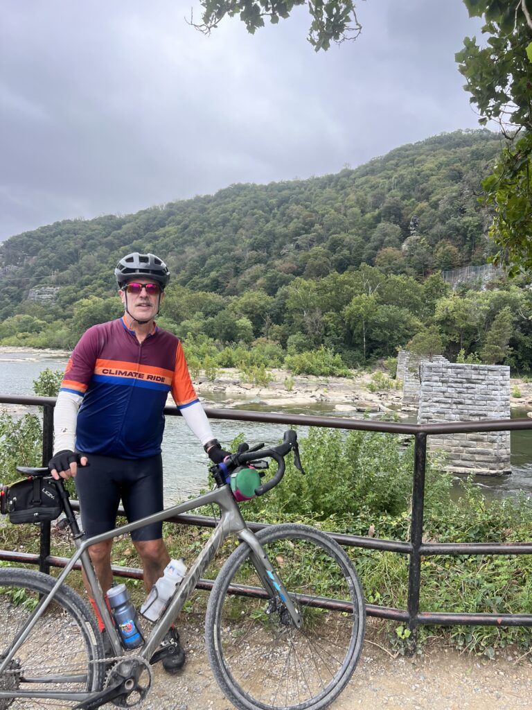 Stephen Stewart posing along GAP and C&O Canal Trail Ride