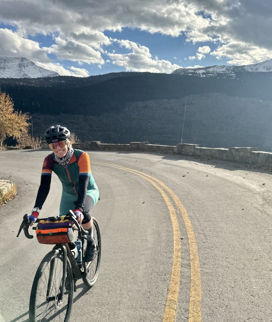 CQ riding Going to the Sun Road